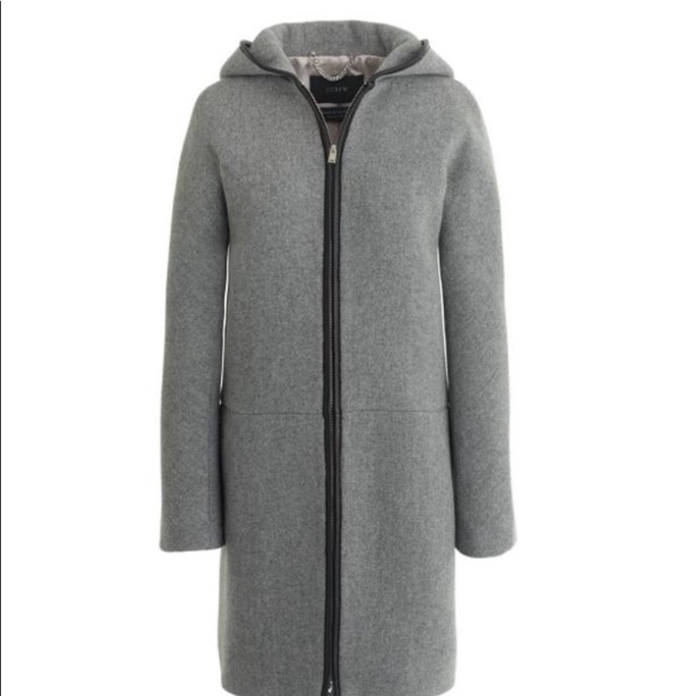 JCrew Gray Colorblock Stadium-cloth Hooded Coat